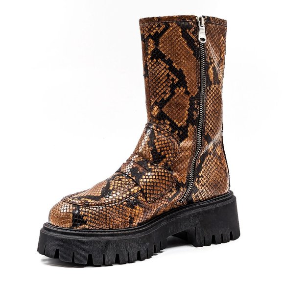 Free People Wmn Madison Loafer Festival Platform Snake Print Boots 9US EUR39.5 - Picture 3 of 11